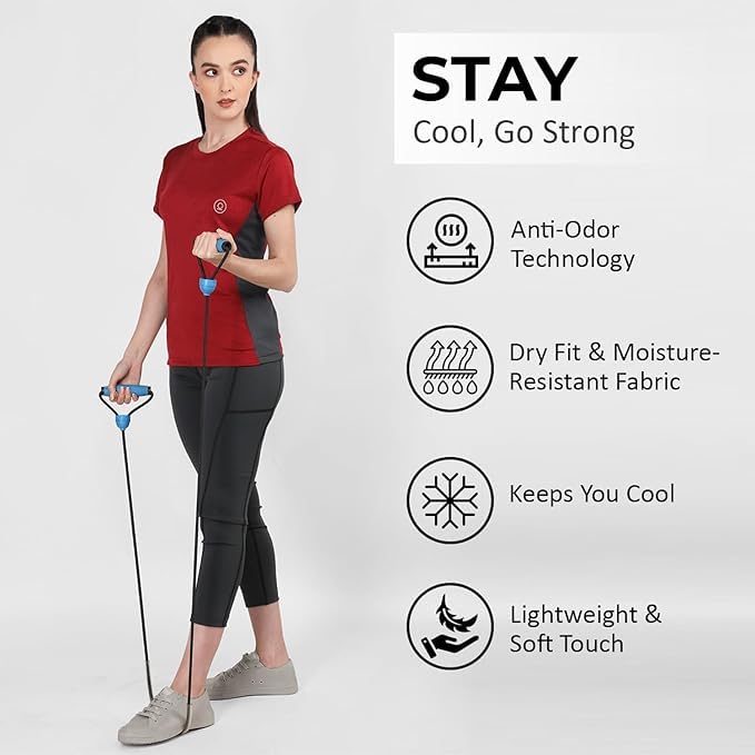 Image of CHKOKKO Gym Tshirt for Women Workout Dry Fit t Shirt Sports Tshirt Lightweight Round Neck Breathable Half Sleeve Activewear Mesh Running Yoga Tops for Woman