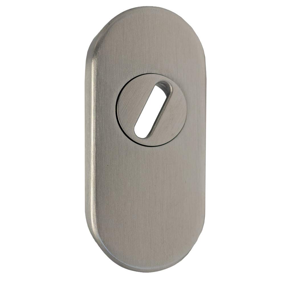 FELGNER Roseta protectora 4100 ZA – 11 mm | Roseta deslizante para puertas de perfil | con cubierta de cilindro | acero inoxidable forma ovalada