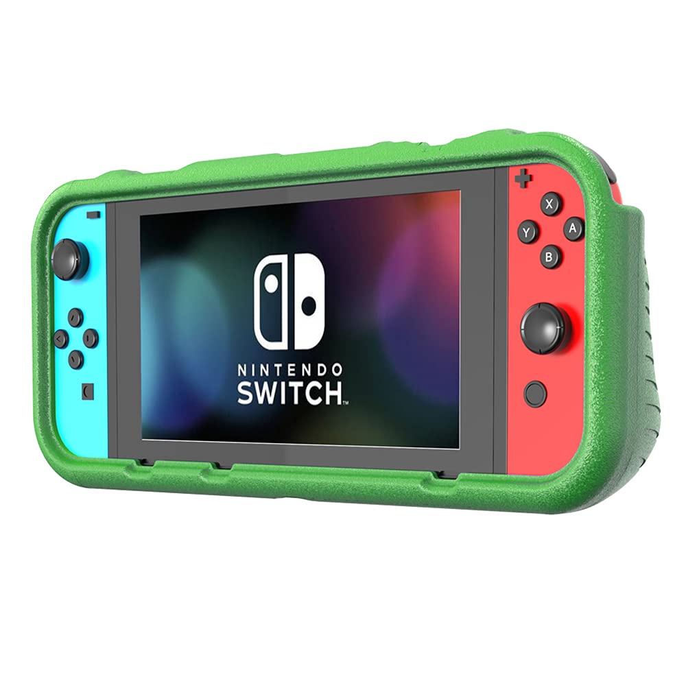 LORDTEC Protective Case for Nintendo Switch Grip Kid Case with 6 Storage Slots for Game Cards, Protective Cover with Comfort Ergonomic Grip Design,Shock-Absorption and Anti-Scratch Design (Green) image 2