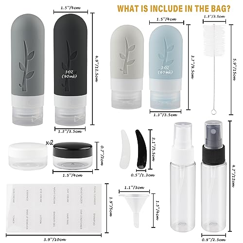 Flacons de voyage en silicone pour cosmétiques, étanches et réutilisables, idéaux pour les voyageurs (Noir)  
Flacons de