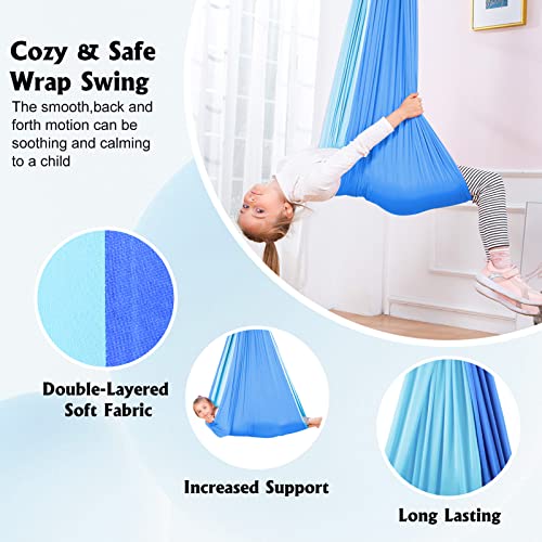 Kaboer Cuddle Sensory Swing,Indoor Therapy Swing Double-Layer Hammock Swings With 360° Swivel Hanger For Kids&Adults To Play&Calm,Hanging Therapy Swing For With Sensory Needs,Max Weight 200Lbs,Blue #TOP4