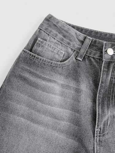 Buy Glossia Women's Wide Leg Jeans | High Rise Cotton Stretch Denim | Baggy Loose Fit Silhouette with Belt Loop 5-Pocket Design | Grey (WJ-2405_2-GY-28) at Amazon.in - Image 5