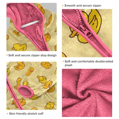 Rubber Duck Toddler Fleece Jacket Baby Girls Hooded Zipper Long Sleeve Thick Warm Outerwear 3-10 Years3