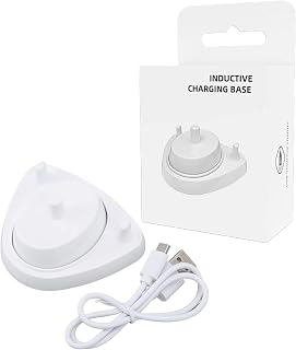 Carregador elétrico de escova de dentes, indutivo, carregador de escova de dentes elétrica, base de carregamento indutivo, carregador USB com cabo de carregamento para D12513K D10513K D12 D16 (branco)