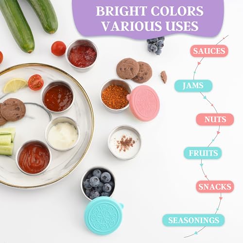 Image of 6x1.6 Oz Salad Dressing Containers With Lids, Small Leakproof Reusable Stainless Steel Salad Dressing Container To Go For Lunch Boxes,Sauce containers, Picnics,Travel Meal Prep And Kitchen Storage.