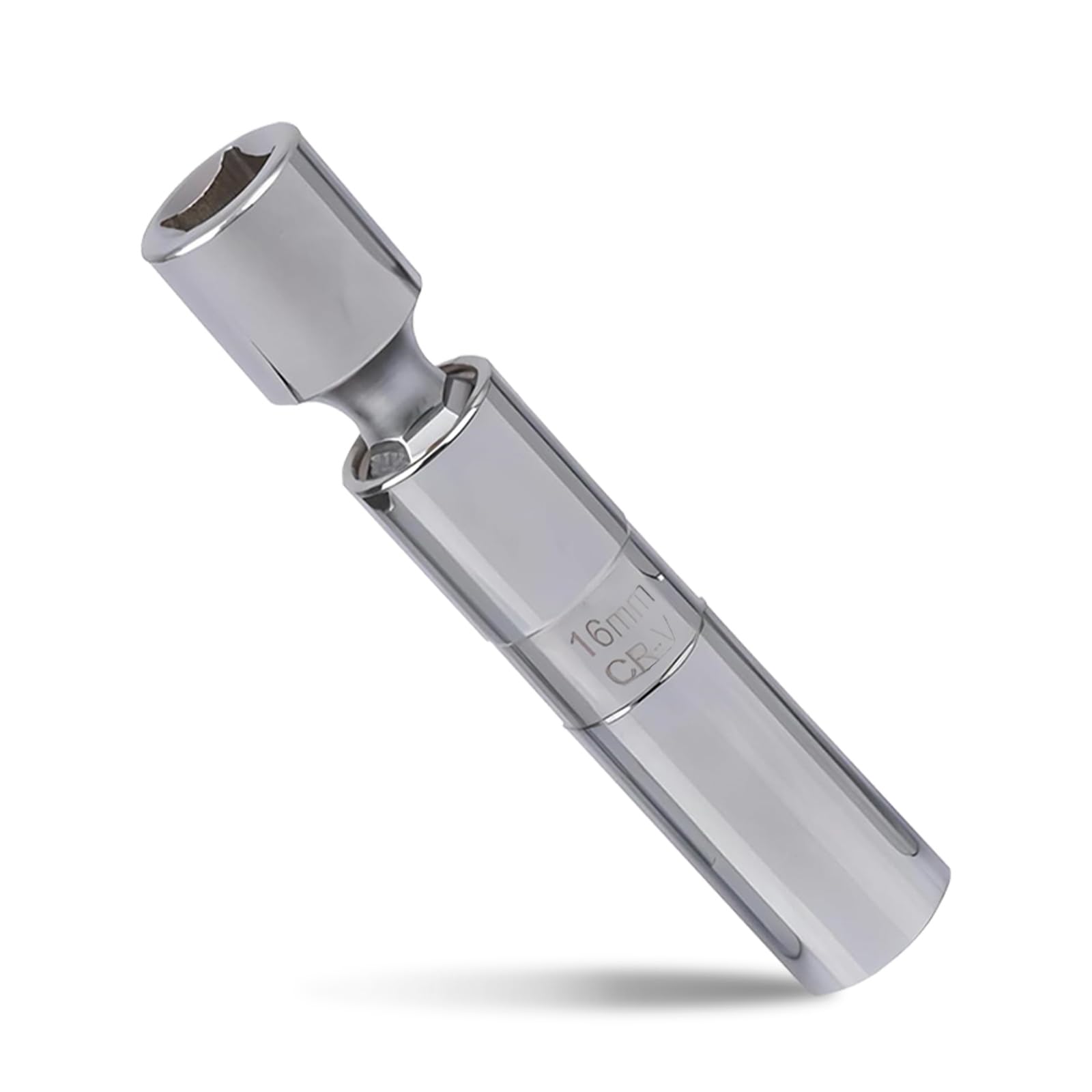 Slykew 1 PC Thin Wall Car Spark Plug Socket Installation Tool, Waterproof Durable Metal Vehicle Spark Plug Accessories, Universal 360 Degree Rotatable Automotive Spark Plug Sleeve (Silver #16MM)