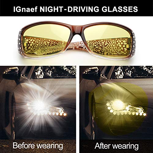 IGnaef Women Photochromatic Night Vision Glasses for Driving, Anti Glare Polarized Safety Nighttime/Rainy Glasses 6