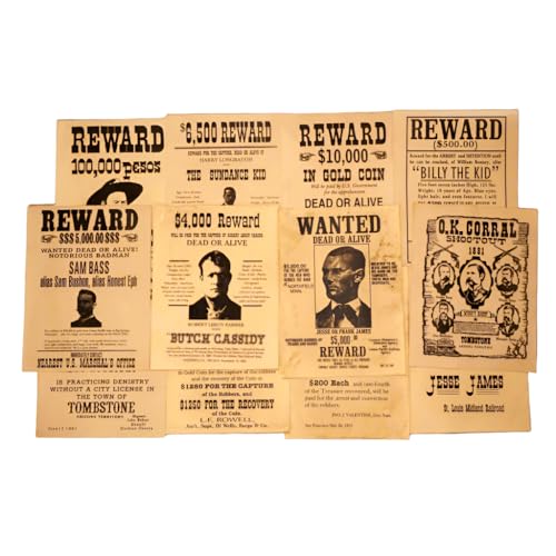 Lawmen Of The Old West Set Of 12 Photos (7' x 4.5') B0FQRN68WF Jones Peak Wanted Posters Parchment...