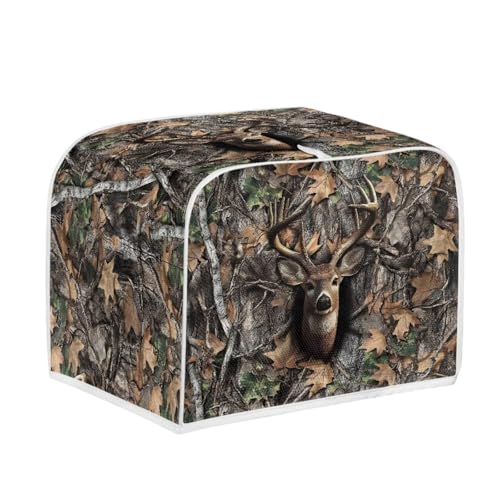 Image of Talayituse Deer Camo Print Toaster Cover 4 Slice Wide Slot, Lightweight Toaster Cover Dust Protection Washable Appliance Bag Bread Maker Cover, M