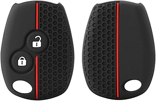 Happyit Silicone Key Fob Case for Renault Dacia Modus Clio 3 Twingo Kangoo 2/3 Buttons (Red Line + 2B)
