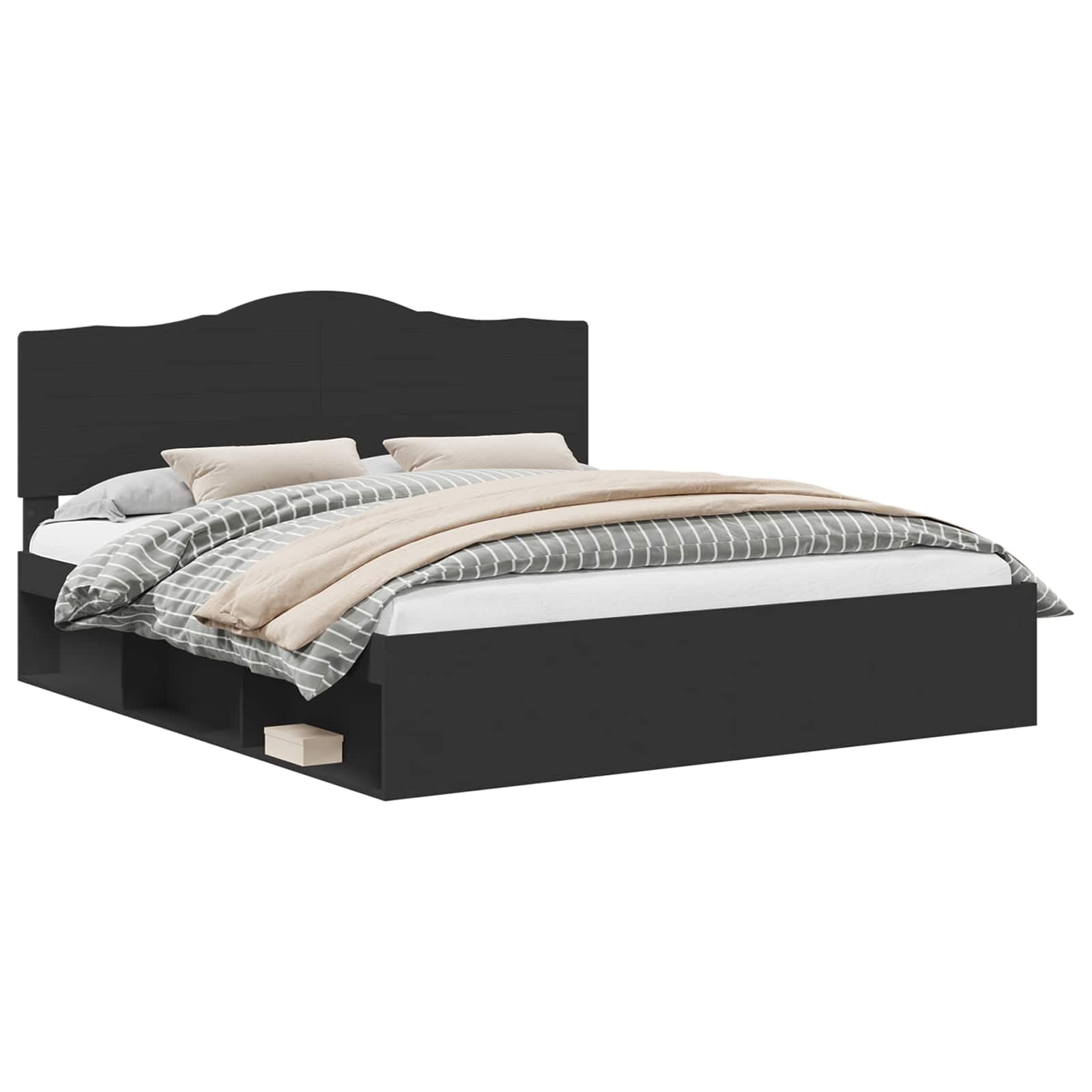 vidaXL Estructura de Cama Negro 180 x 200 cm Madera de Pino Macizo