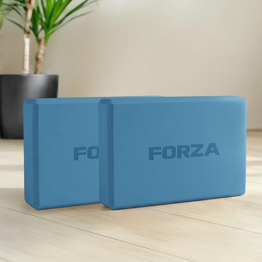 FORZA Yoga Block – High-Density EVA Foam Yoga & Pilates Support Block, Lightweight, Non-Slip, Comfort-Edged Prop for Balance, Flexibility, Mobility & Rehabilitation (Slate Blue)