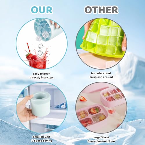 Mini Ice Cube Trays, Small Ice Cube Tray with Lid, Ice Bucket with Tongs for Home Bartenders and Party Hosts, Round Ice Cube Moulds for Cocktails and Beverages - Image 5