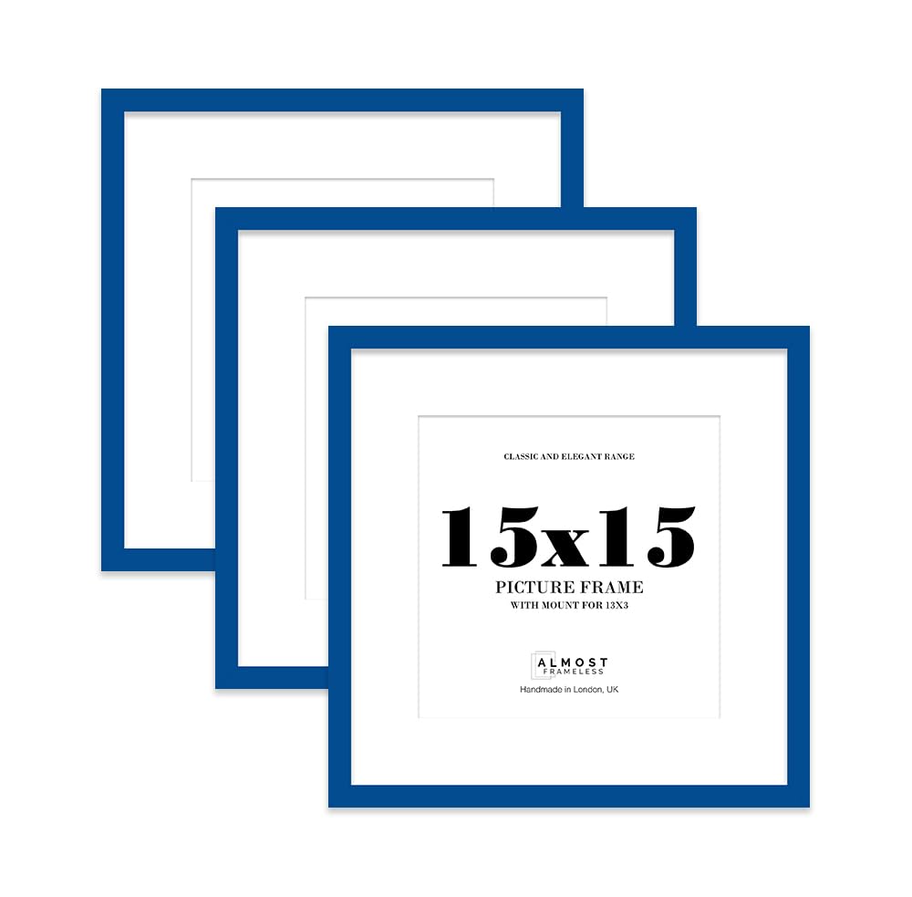 15x15 Blue Picture Frame with Mount for 13x13 Photos, Prints - Modern Square Wall Frame, Set of 3 — image 1