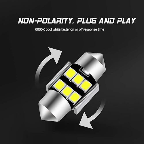 Miniatura 124 de AUXLIGHT DE3175 DE3021 6418 6411 211-2 212-2 578 569 Canbus Bombillas LED de luz interior sin errores 6000K Xenon Blanco, Super brillante 6SMD chips