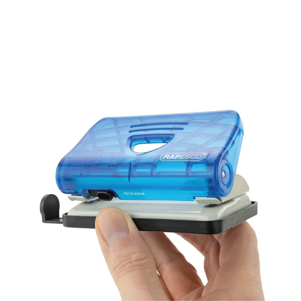 Rapesco 1719 Bug Stapler and 810-P 2-Hole Punch Set including 1000 26/6mm Staples, Transparent Blue, Blue Transparent - Image 2