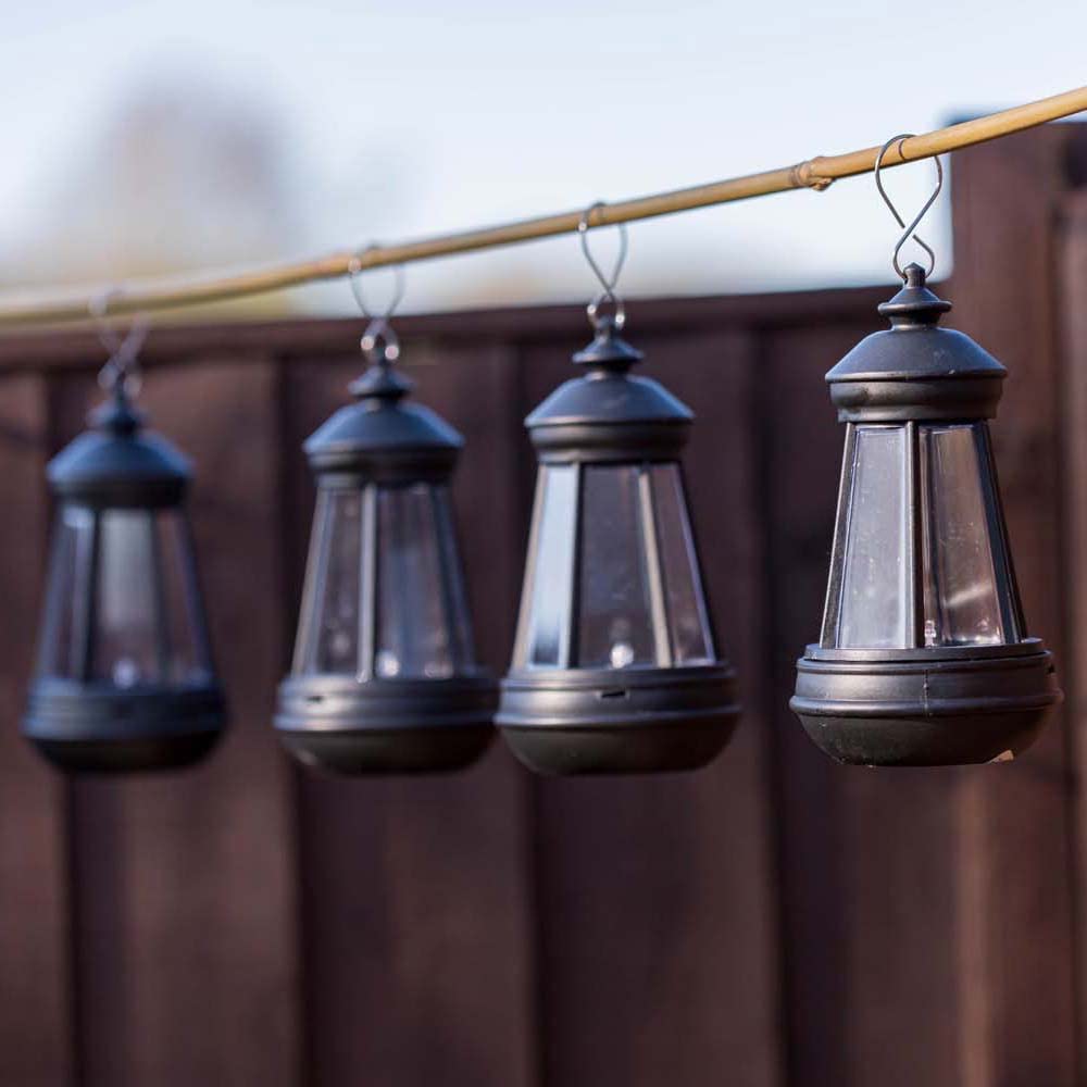 Minisun Black Lantern | Solar Powered Black Hanging Lanterns | Lanterns, Home Décor & Improvement Essential | Pack Of 4