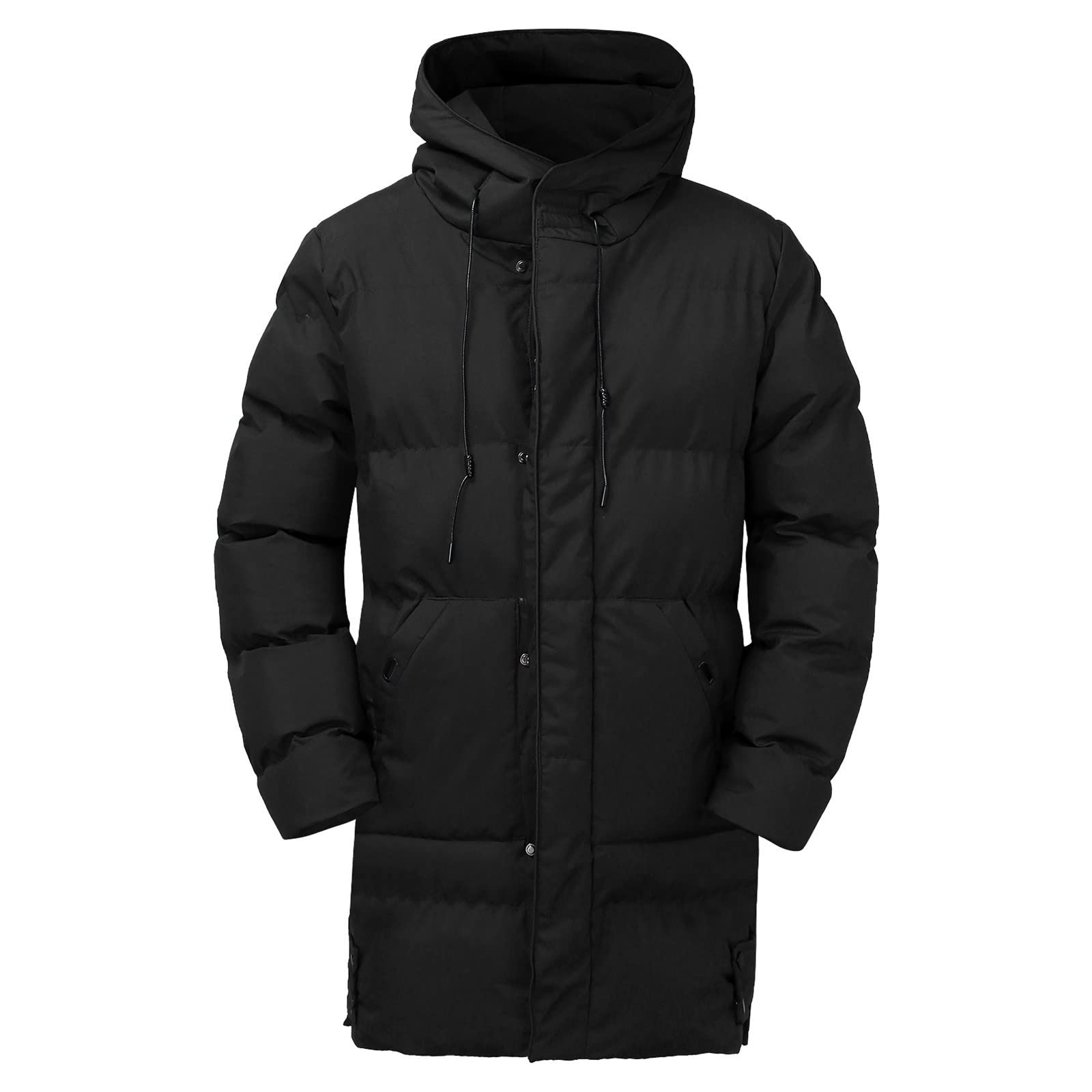 Chaqueta de Abrigo de Invierno para Hombre, Abrigo Informal de Manga Larga con Bolsillo y Cremallera sólida, con Capucha, Abrigos cálidos con Cremallera y Empalme Chalecos Abrigo