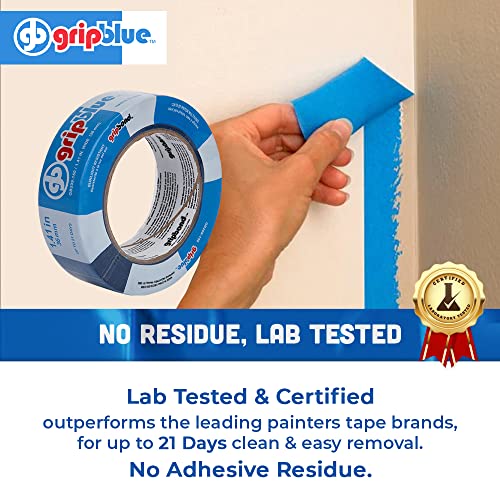 Image of Professional-Grade Blue Painters Tape 1.5 Inch Wide, 1 Roll | 1.41 in x 60 yd, Clean Removal, Easy Hand Tear, Multi-Surface Masking Tape for Indoor and Outdoor Use, UV Resistant