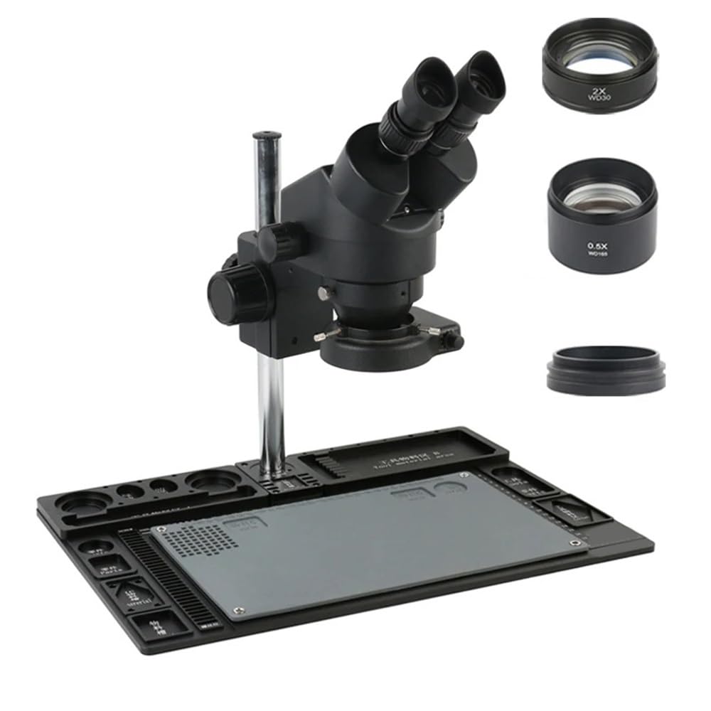 Microscope Stereo Microscope 3.5X - 90X Continuous Zoom Magnification + Big Aluminum Stand + 56 LED Ring Light + Lens(Purple)