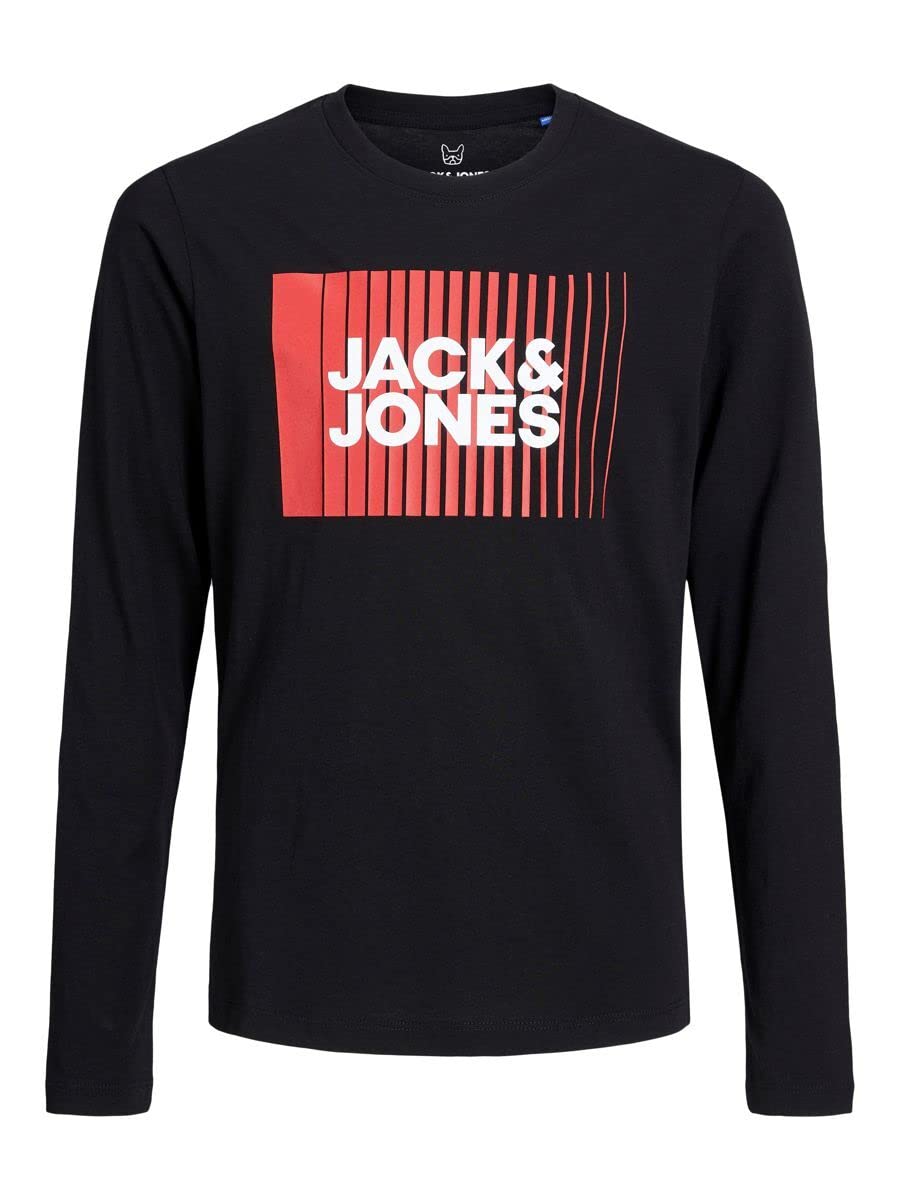 Jack And Jones Boys Kids' Junior&Junior Logo Long-Sleeve Regular Fit T-Shirt - Black - 10 Years