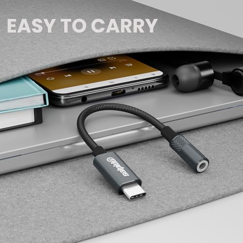 Image of SL-MM5 USB-C to 3.5mm Audio Adapter, Type-C to Aux Cable with Hi-Fi Chip, PP Yarn Braided, Aluminum Alloy Shell, 130mm Converter Cord for Android, Headphones, Mic, Music, Calls