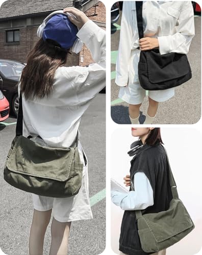 Bolso satchel unisex de lona casual miniatura 5