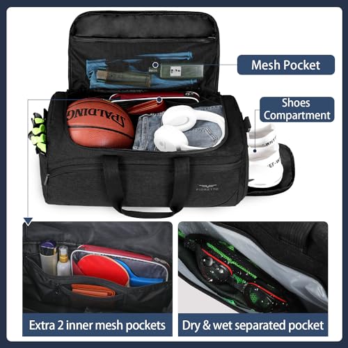 FIORETTO-Mens-Sports-Gym-Bag-with-Wet-Pocket-Shoe-CompartmentTravel-Duffle-Bag-Overnight-Bag-with-Padded-Shoulder-Strap-Water-Resistant-Sports-Holdall-for-Swimming