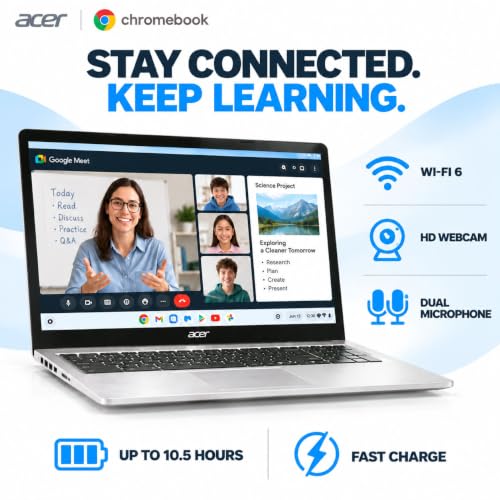 Acer Chromebook 15.6" Student Laptop, FHD 1080p Anti-Glare Display, Dual-Core Intel Celeron Processor, 64GB Storage, Sleeve, WiFi 6, 10-Hour Battery, Glare-Reducing Webcam, Everyday Use - image 7