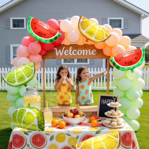 Image of 6 Pack Jumbo Tropical Summer Watermelon Orange Lemon Slice Cartoon Fruit Foil Balloons For Birthday Baby Shower Wedding Carnival Festival Hawaiian Beach Party Decorations Supplies