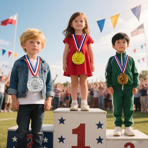 Flyekist 36 Pieces Plastic Winner Award Medals for Kids, Childrens Plastic Gold Silver Bronze Medals for Sports, Games Competitions, Party Favors and Decorations - image 3
