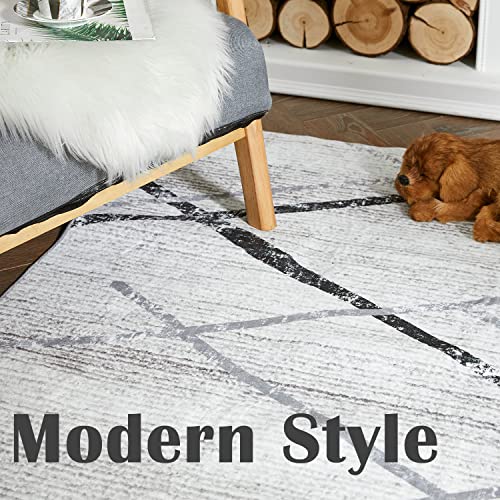 Jinchan ZDJCRGLOOM-2X6-A Runner Rug 2X6 Washable Rug Area Rug Hallway Moroccan Rug Black Grey Foldable Thin Rug Modern Geometric Accent Rug Soft Rug Indoor Non Slip Gray Carpet Kitchen Living Room Bedroom Dining Room thumb #1