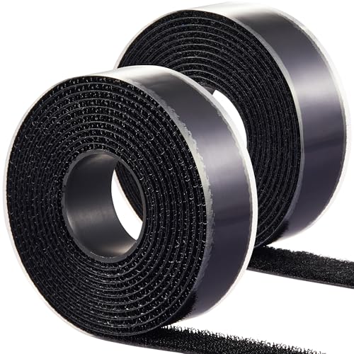 Image of ECOHomes (6 FT x 3 /4 Inch) Strips with Adhesive for Fabric, Black | No Sew, Stick On for Fabric, Sticky Back for Clothes, Curtains, Heavy Duty, Double Sided Hook and Loop Hem Tape Fasteners