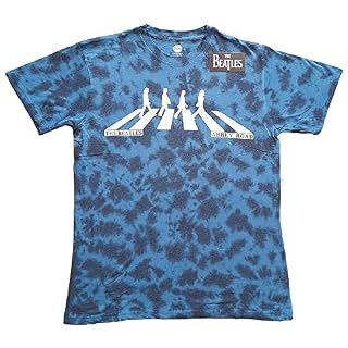 Men’s Beatles Abbey Road Crossing (Dip-Dye) Tie Dye T-Shirt Blue - Les Beatles, Paul McCartney, John Lennon, RIngo Starr, George Harrison
