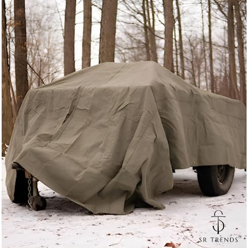 Image of Heavy Duty Tarpaulin 1200GSM Canvas - Commercial Canvas TIRPAL Waterproof- 100% Waterproof Resistance Military Grade- UV Resistant TARP, RUSTPROOF Reinforced Eyelets (Grey, 6 x 6 FT)