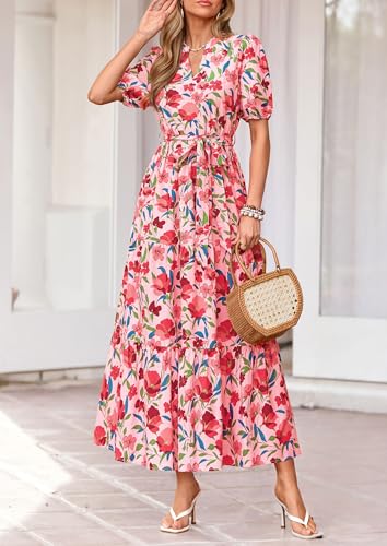 Image of PRETTYGARDEN Women's Summer Boho Floral Maxi Dresses
