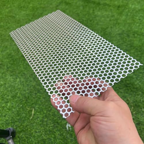 Fengyoo FENGYOO-CKB6MM118 11.8 Inchx5.9 Inch Perforated Metal Sheets 19 Gauge Expanded Metal Mesh Opening Hexagonal Hole 1/4 Inch (About 6Mm) Perforated 304 Stainless Steel Sheet Mesh Screen Metal Screen Panel Decorative Me thumb #3