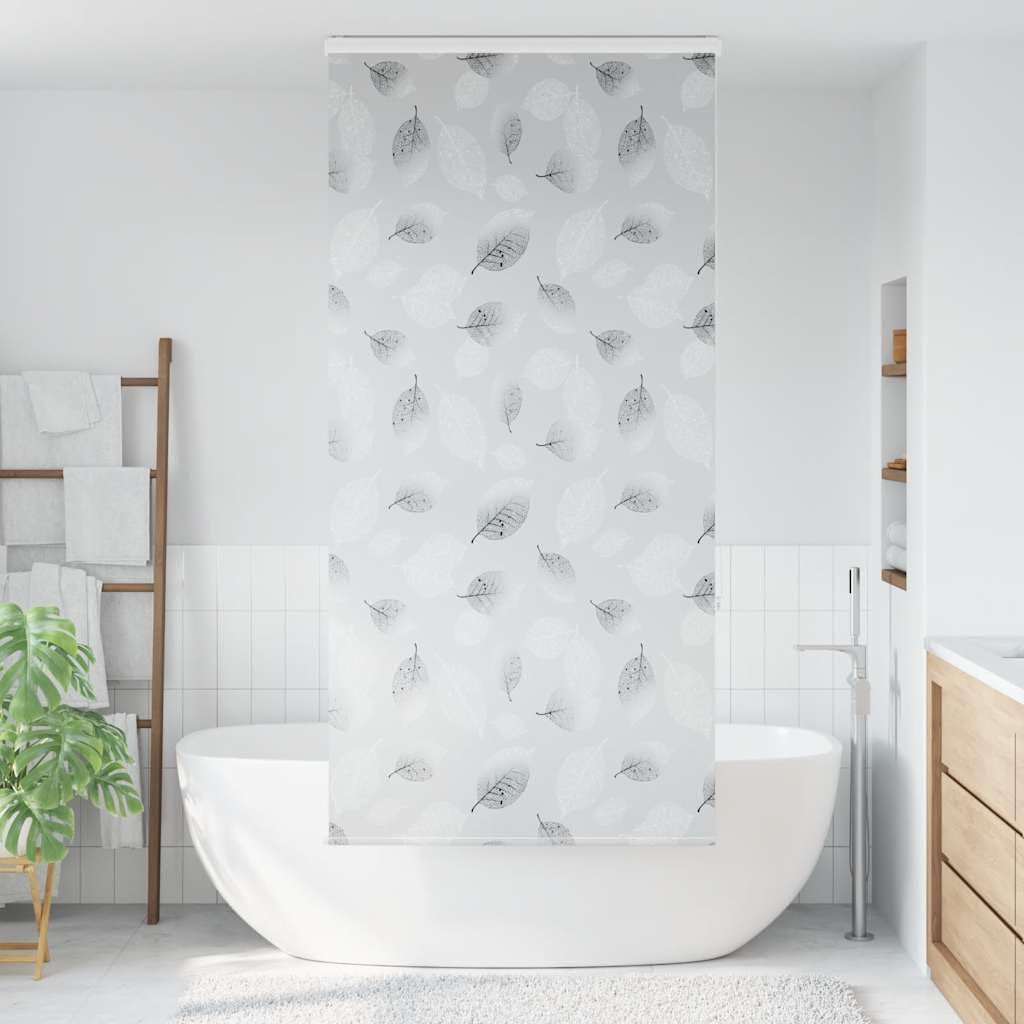 Tenda a rullo per doccia con cassetta, 100 x 240 cm, impermeabile PEVA, motivo foglie, per bagno e doccia, facile da montare, salvaspazio, sicura per bambini, durevole