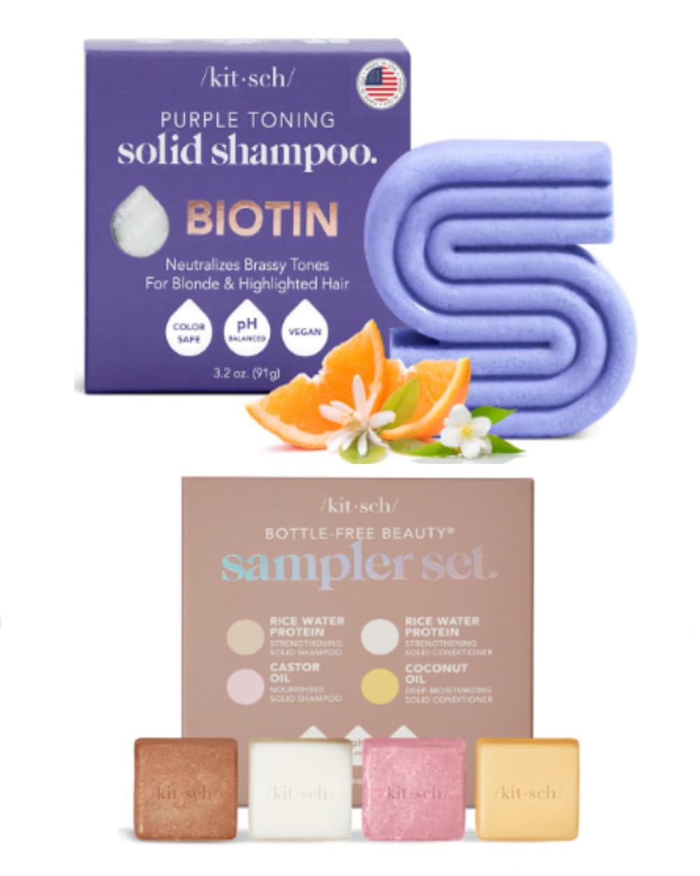 KitschPurple Toning Shampoo Bar & 4pc Sampler Set[Amazon-developed Certification] Compact by Design