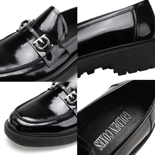 Generic Mens Casual Leather Black Dress Loafer Shoes, Fashion Classic Buckle Slip-on Penny Party Shoes Wedding Loafers for Mens4