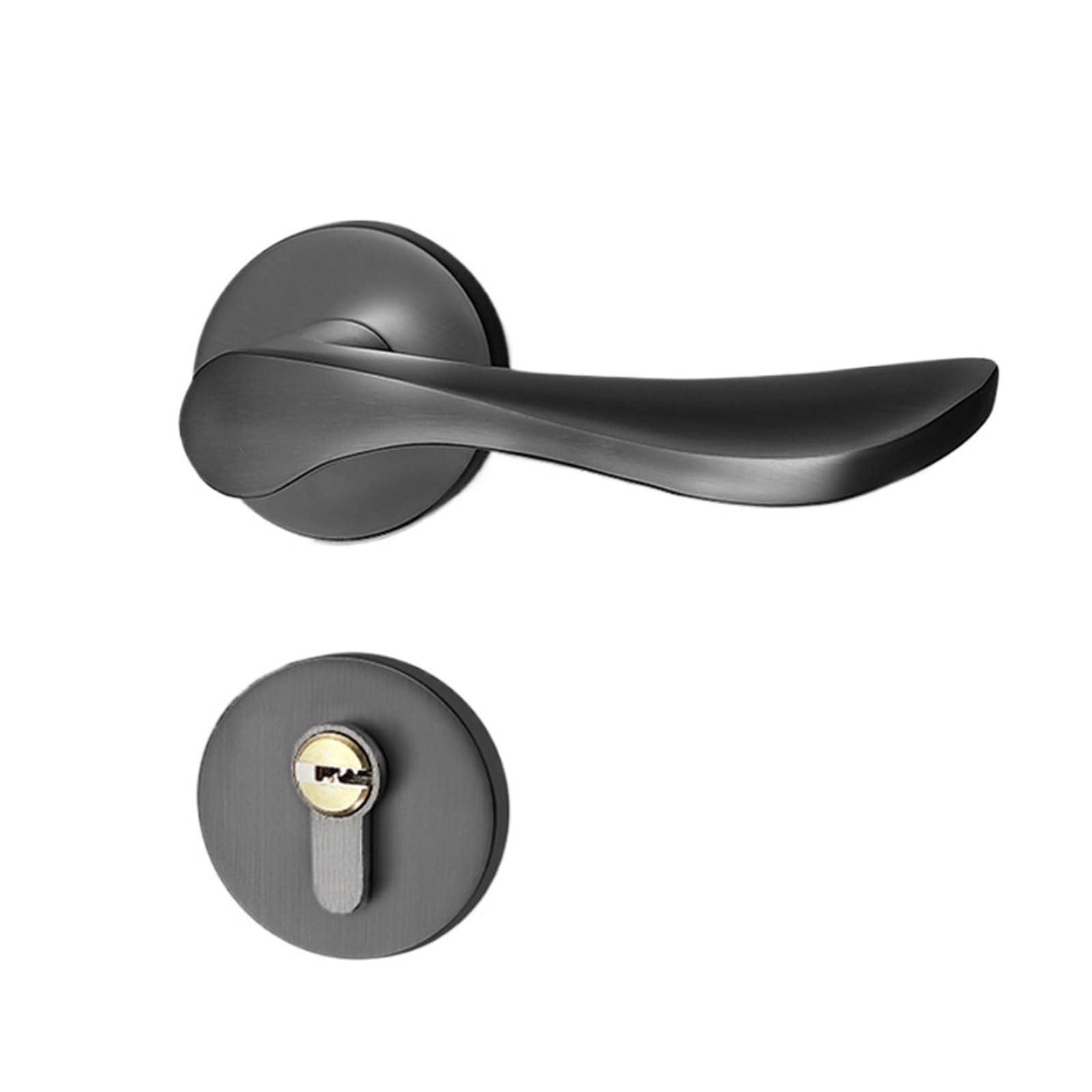 NYRXRYTCA Modern Simple Magnetic Silent Bedroom Door Lock Indoor Door Wooden Door Bathroom Door Lock Door Handle(HC model black nickel silent)