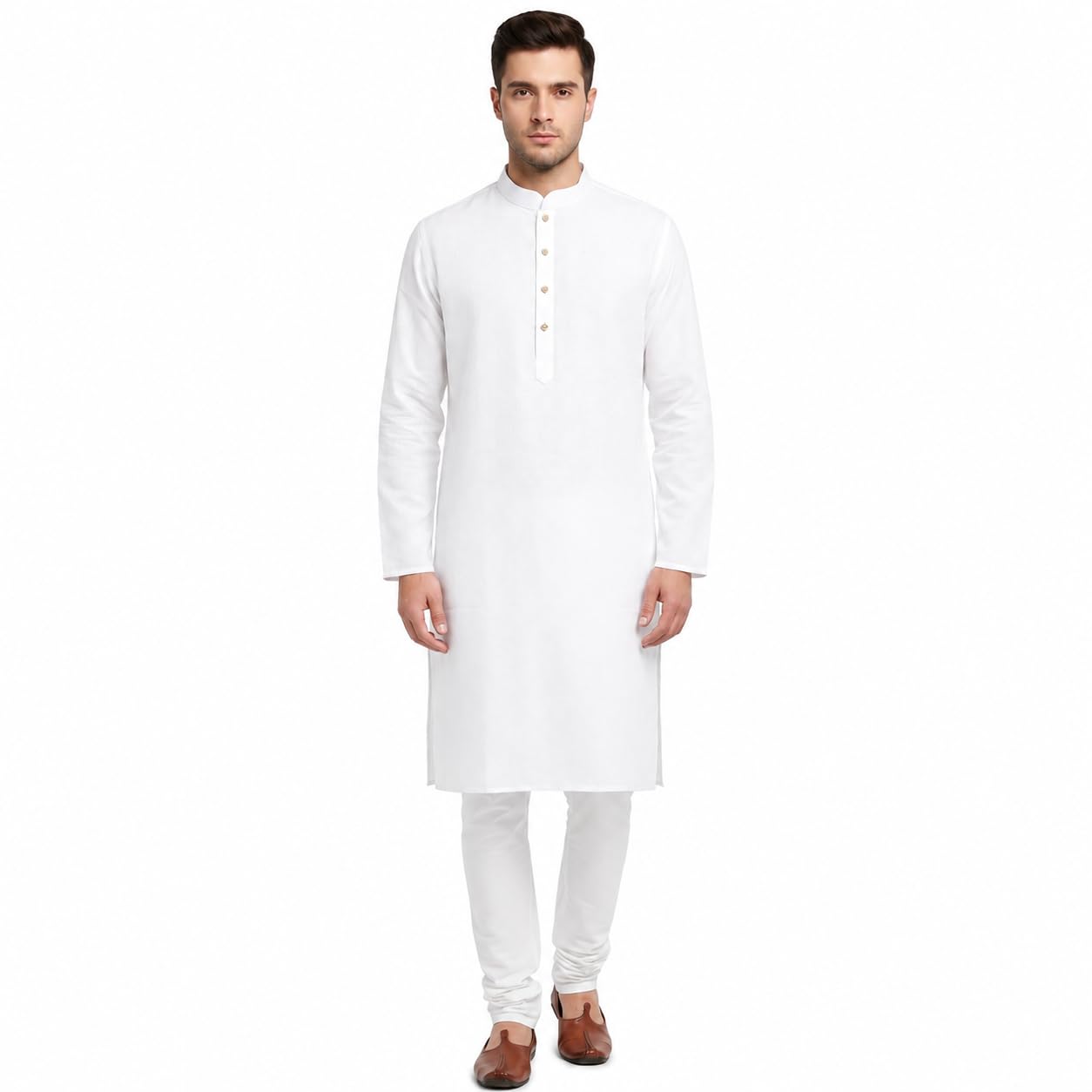 Men's Premium Breathable Cotton Kurta with White Pyjama | Regular Fit | Traditional Indian Ethnic Wear | (2 Pc Set Kurta & Pyjama)-picture-45