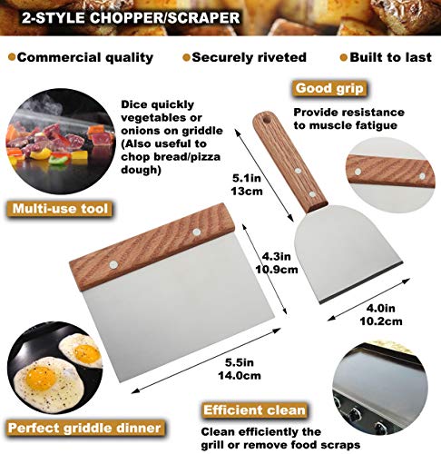 Romanticist XINGTAI-A07-B01-1 8Pc Professional Griddle Accessories Kit - Heavy Duty Stainless Steel Grill Spatula Set thumb #3