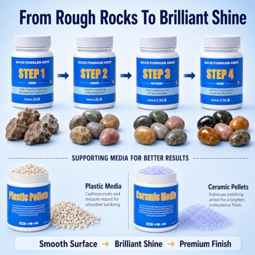 Image of KomeStone 10LB Rock Tumbler Grit Kit, 4-Step Grit Polish Refill