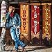 Chiisong 3 Western Party Decorations Cowboy Banners Wild West Hanging Decor Howdy Yes Haw Porch Sign Backdrops for Indoor Outdoor Cowboy Birthday Photo Props Wedding Party Supplies (Western)