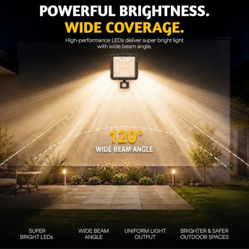 Image of Forus 30W LED Outdoor Flood Light with Motion Sensor, 8-15ft Detection, 180 Sensing, Day-Night Dual Mode, IP67 Waterproof, Security Light for Factory, Shop, Garden,Warm White | 4-Year Warranty - 1PC