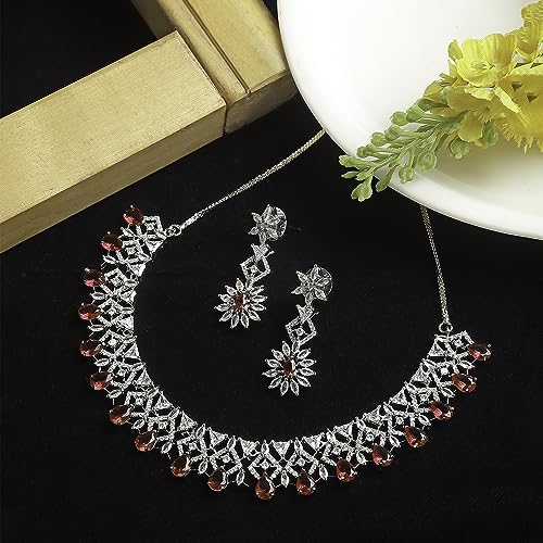 Rhodium American Diamonds Necklace Set