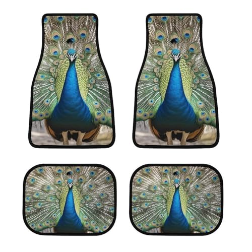Tapis de sol de voiture motif paon antidérapants pour camionnette et berline