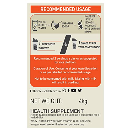 Image of MuscleBlaze Fuel One Whey Protein, 24 g Protein, 5.29 g BCAA & 4.2 g Glutamic Acid (Mango, 4 kg / 8.8 lb)