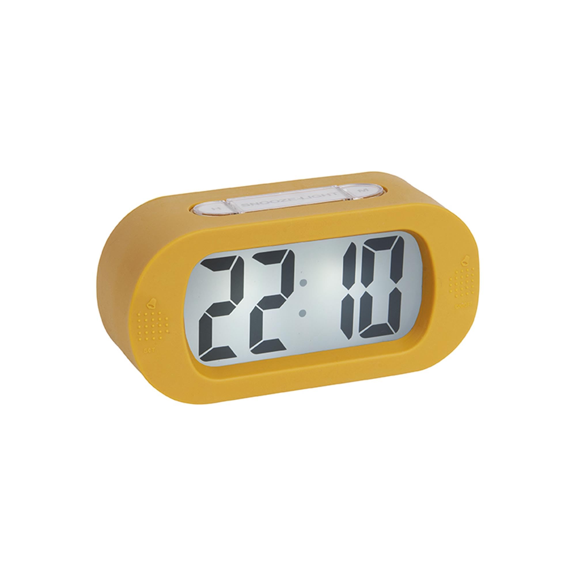 Karlsson KA5753YE LCD Backlit Digital Alarm Clock Gummy Rubberized ABS Yellow Ochre H7 x 5 x 14 cm